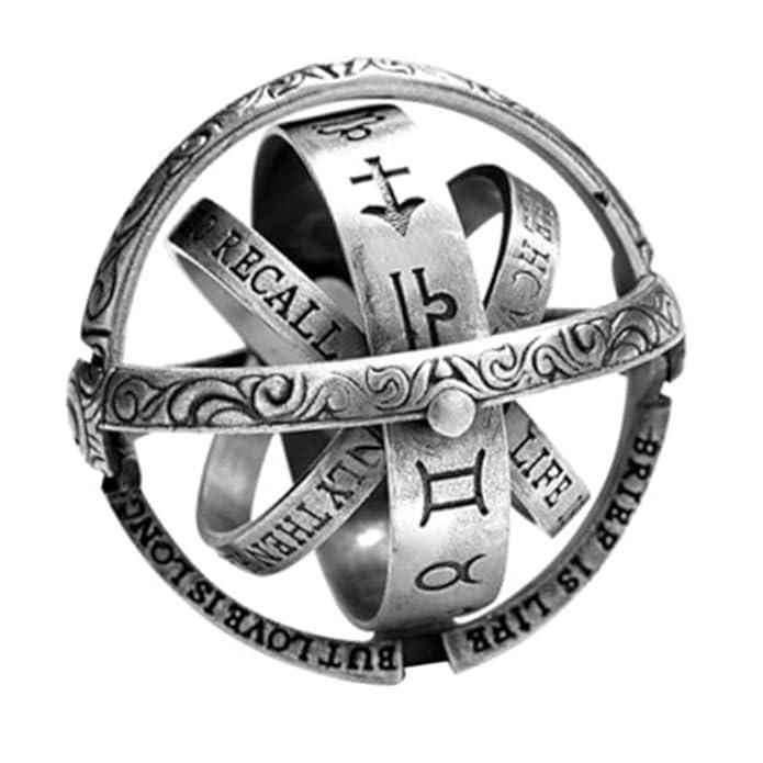 Astronomical Ball Ring Cosmic Finger Ring Couple Jewelry Silver Plated - Harappakart