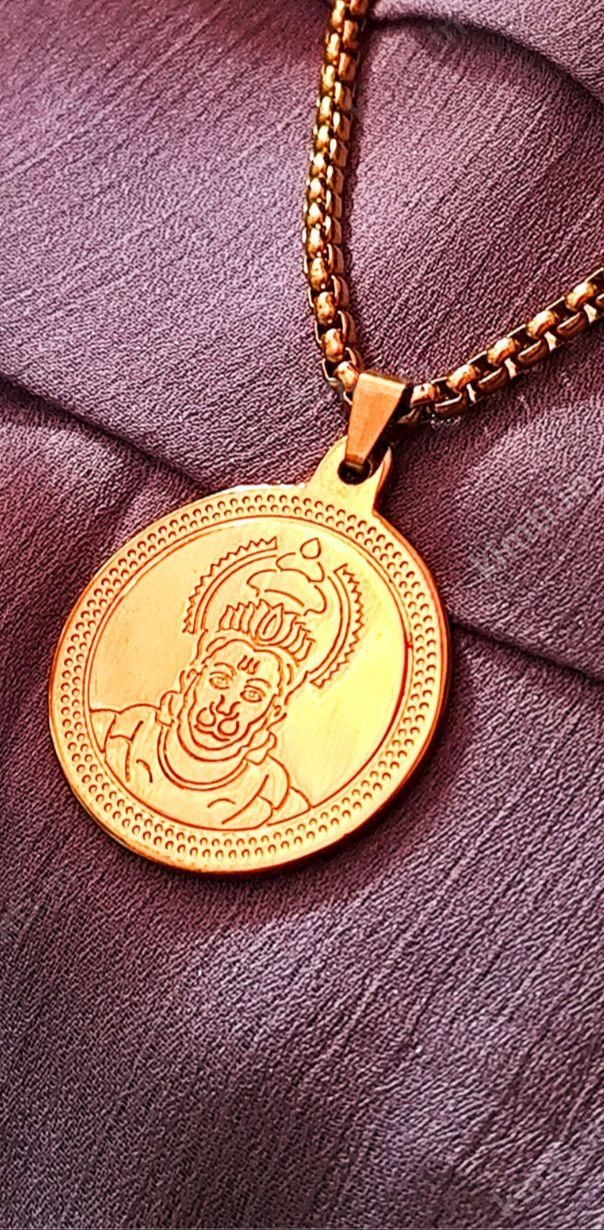 Gold Plated Hanuman Locket With Chain - Harappakart