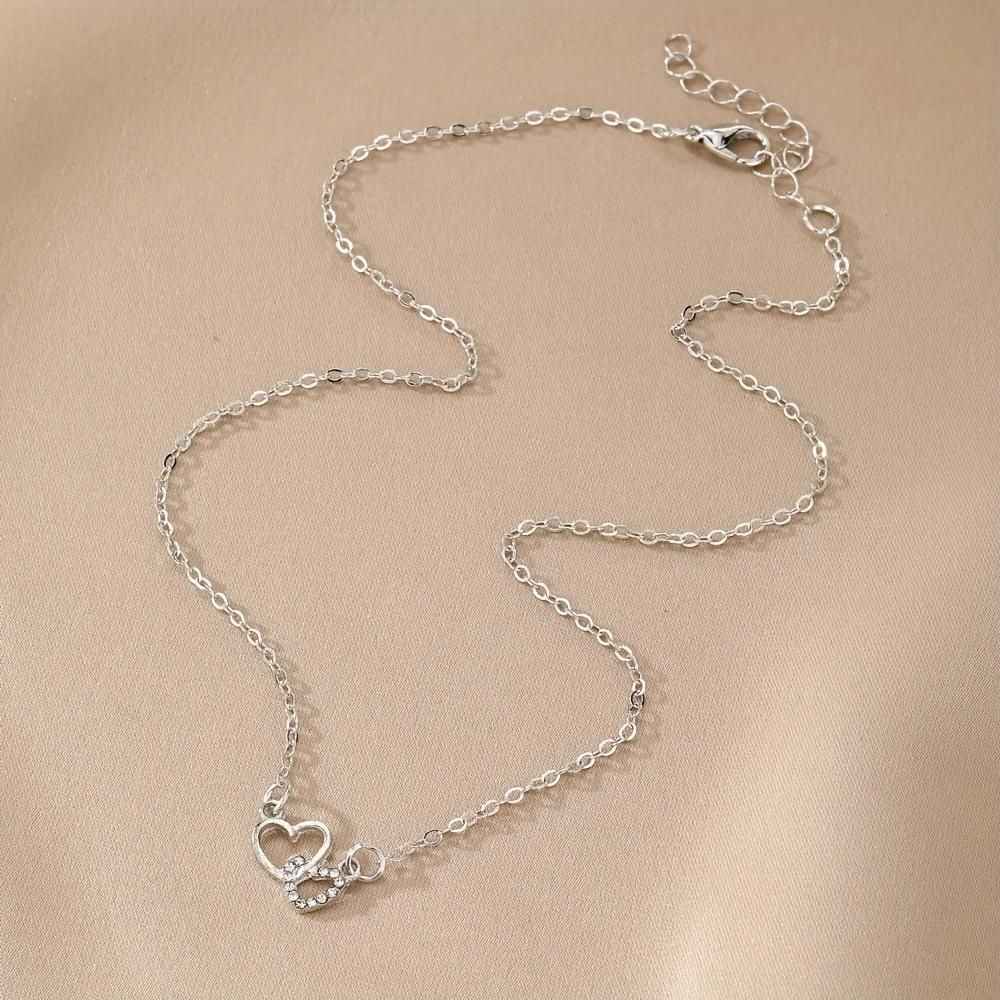 Women's Dual Heart Pendant with Chain Micro Plating
