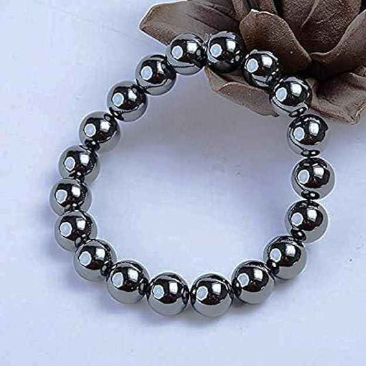 Natural Round Beads Magnetic Hematite Crystal Stone 8mm Bracelet (Pack of 2) - Harappakart