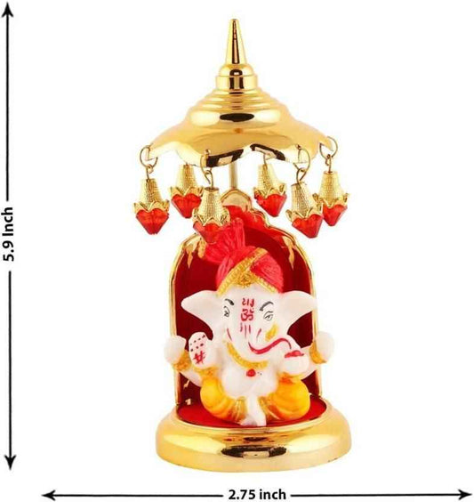 Lord Ganesha idols made of marble Decorative Showpiece - 14.986 cm (Polyresin, Multicolor) - Harappakart