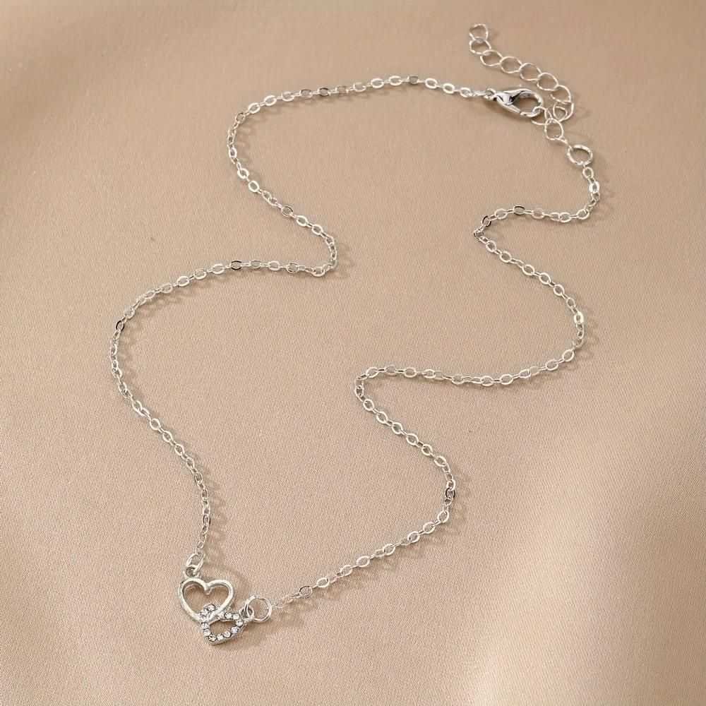 Women's Dual Heart Pendant with Chain Micro Plating