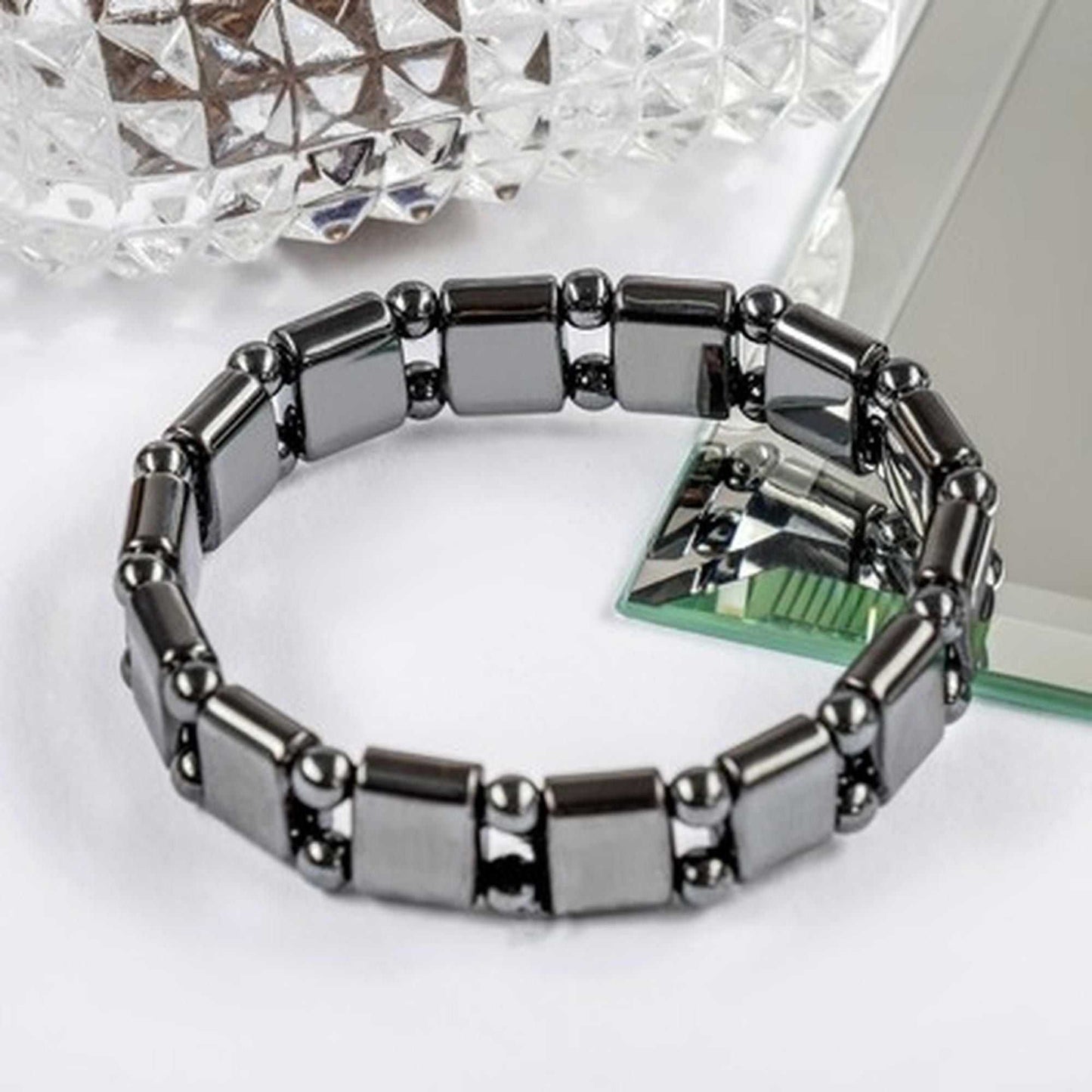 Magnetic Sugar Control Bracelet,Unisex Stylish Health Care Magnetic Black Stone Therapy Bracelet - Harappakart