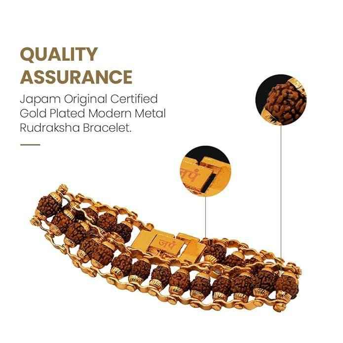 Genuine Paanch Mukhi Rudraksha Bracelet with Gold Plating for Modern Elegance - Harappakart