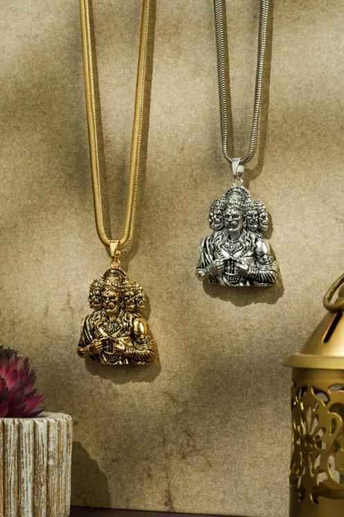 Panchamukhi Hanuman Pendant with Snake Chain for Spiritual Protection - Harappakart