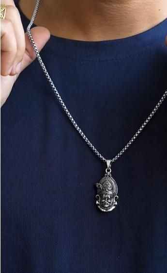 Khatu Shyam Pendant with Chain for Spiritual Elegance and Blessings - Harappakart