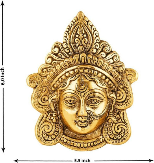 Ambika Durga Face Wall Hanging Metal Idol Showpiece - 15.24 cm  (Gold Plated, Metal, Gold) - Harappakart