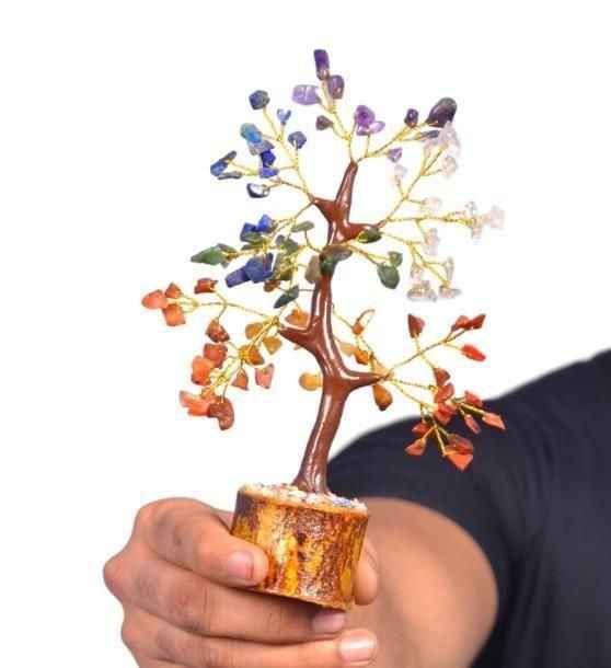 7 Chakra Natural Gemstone Crystal Tree - Harappakart