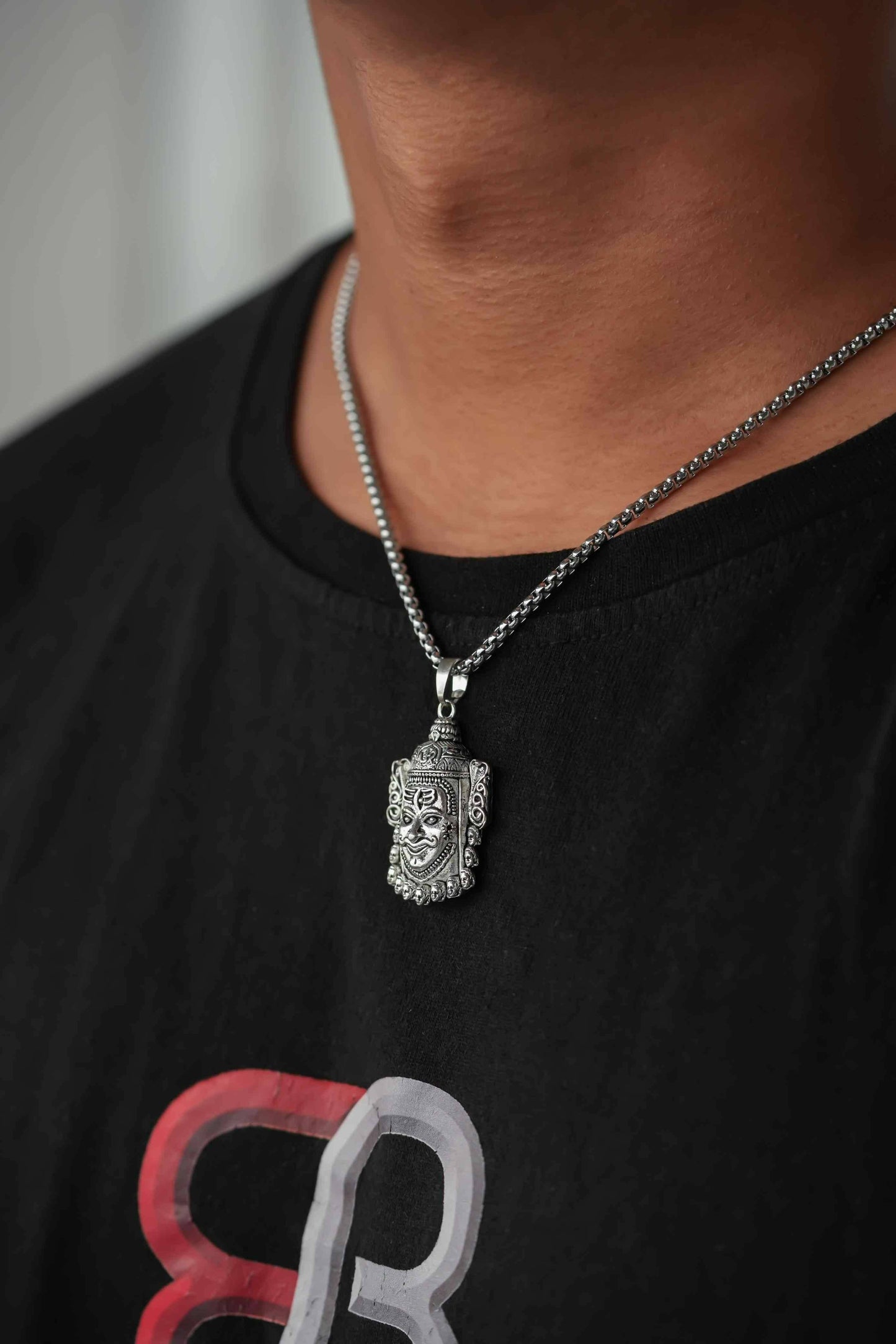Silver Mahakal Pendant with Chain - Spiritual Elegance in Sterling Silver - Harappakart