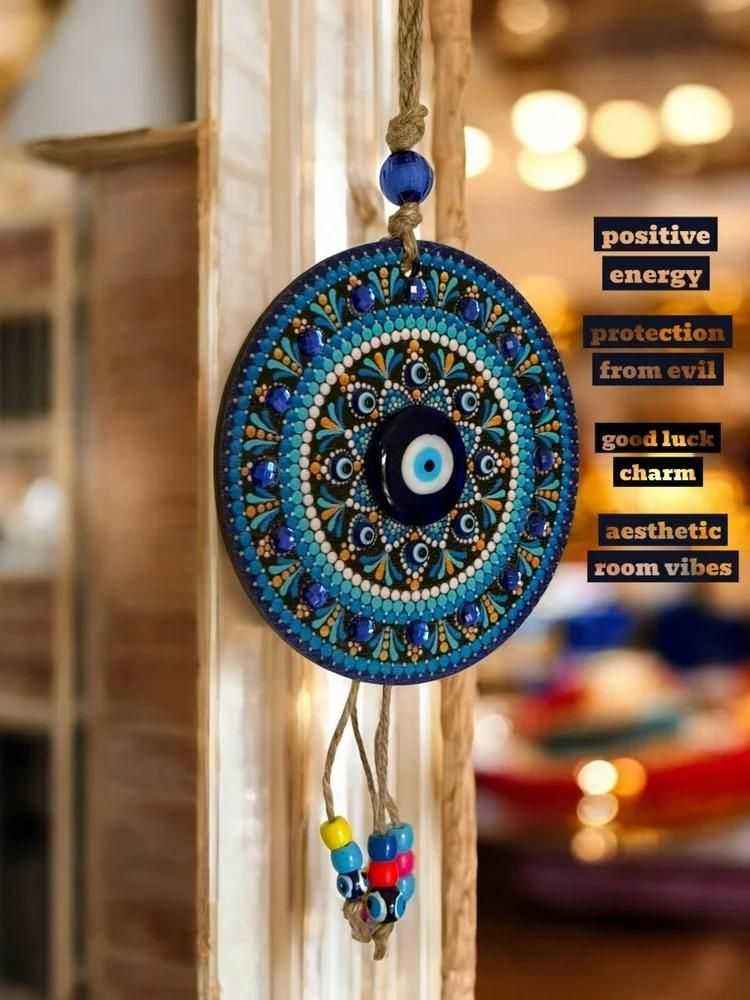 Handcrafted Evil Eye Wall Hanging for Home Decor ? Nazar Battu Protection Charm - Harappakart