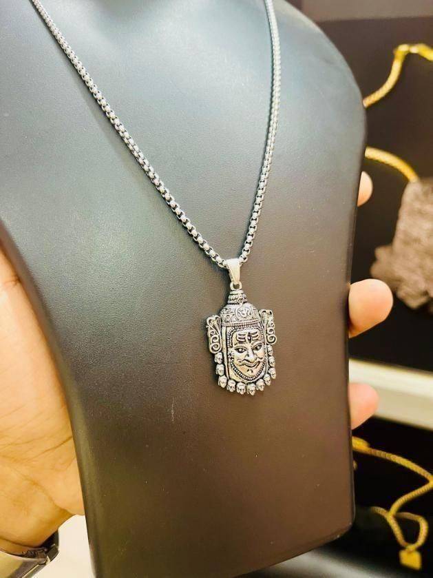 Silver Mahakal Pendant with Chain - Spiritual Elegance in Sterling Silver - Harappakart
