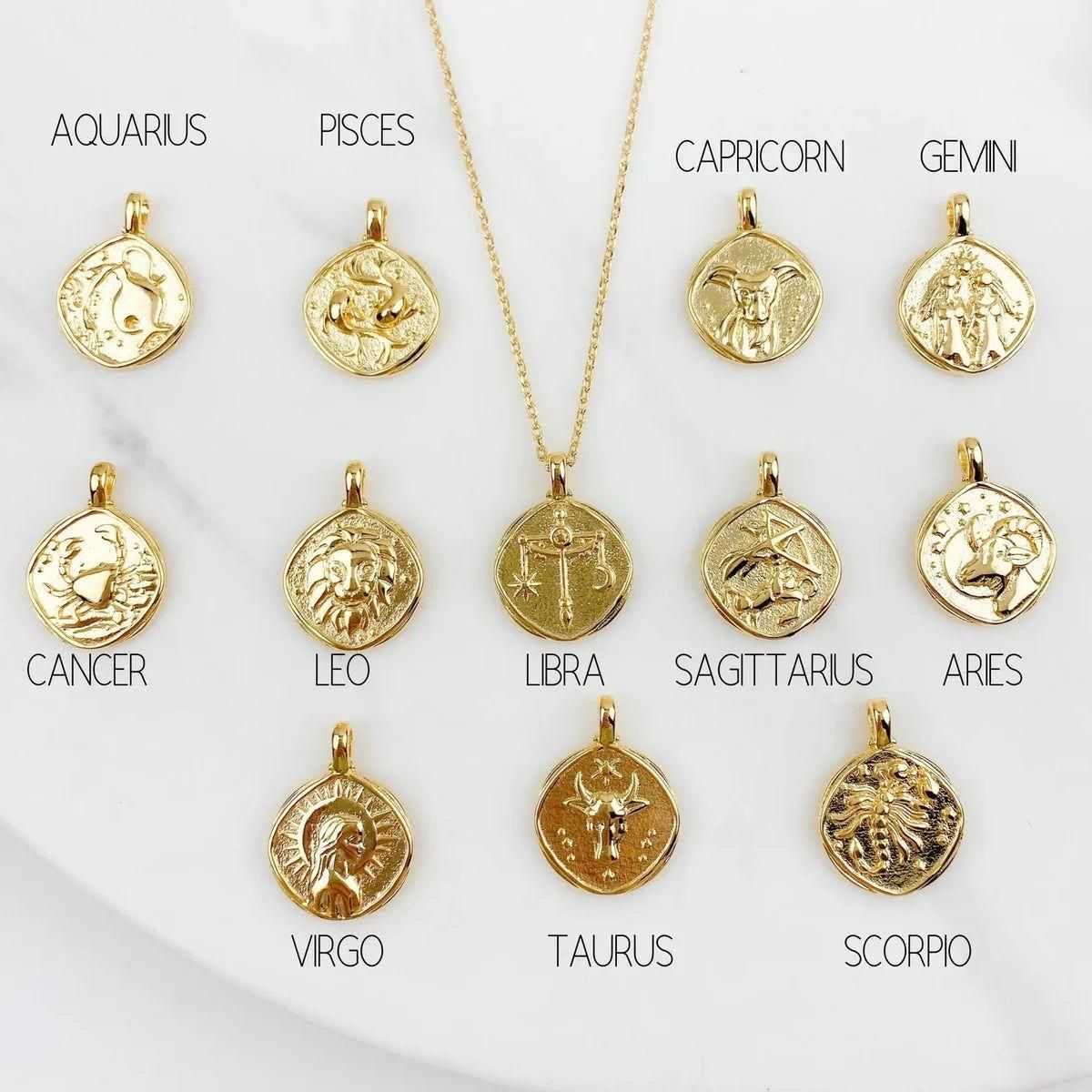 Gold Plated Zodiac Sign Necklace - Harappakart
