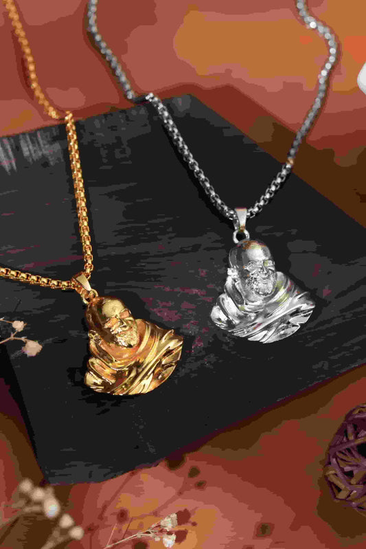 Sterling Gold Plated Neem Karoli Baba Pendant for Men - Harappakart