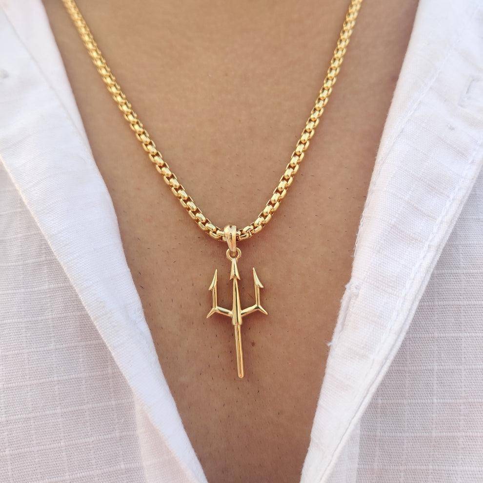 Gold Plated Trishul Pendant Chain - Harappakart