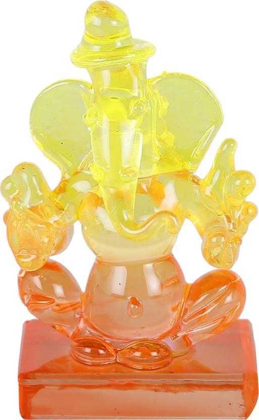 Twin side Facing ganesh Decorative Showpiece - 6 cm��(Crystal, Multicolor) - Harappakart
