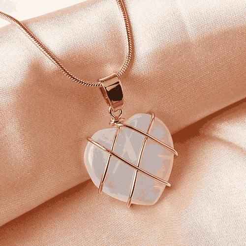 Fashion Metal Wrapped Love Heart Crystal Stone Pendant - Harappakart