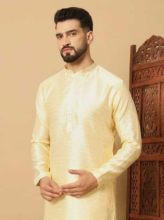 Men's Jacquard Solid Kurta Pyajama Set - Harappakart