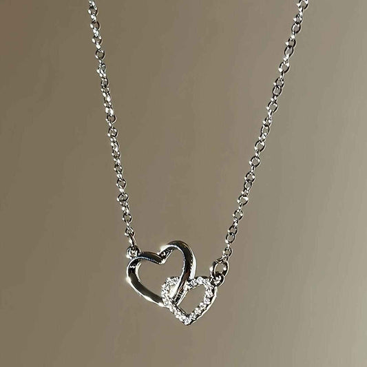 Women's Dual Heart Pendant with Chain Micro Plating - Harappakart