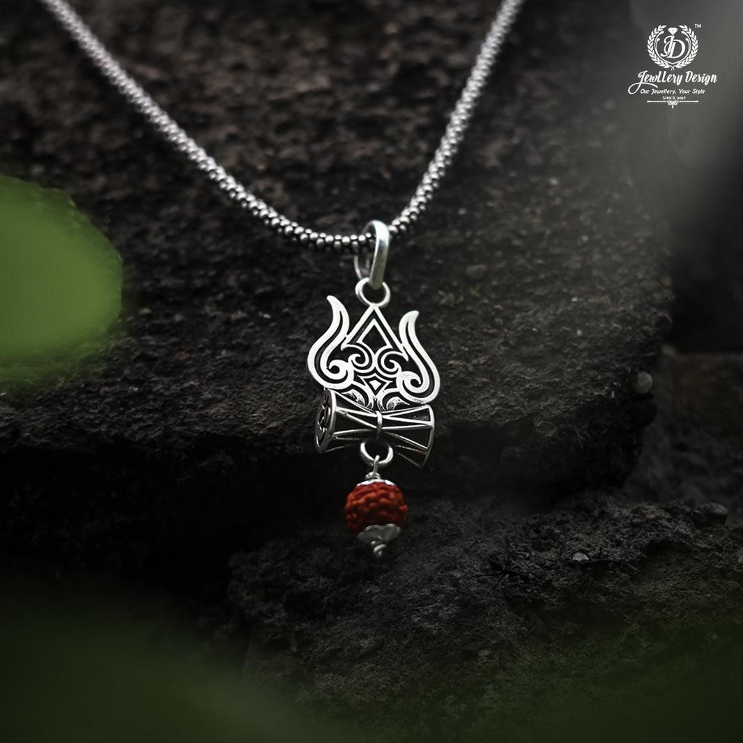 Trishul Damru Rudraksha Pendant Chain - Harappakart