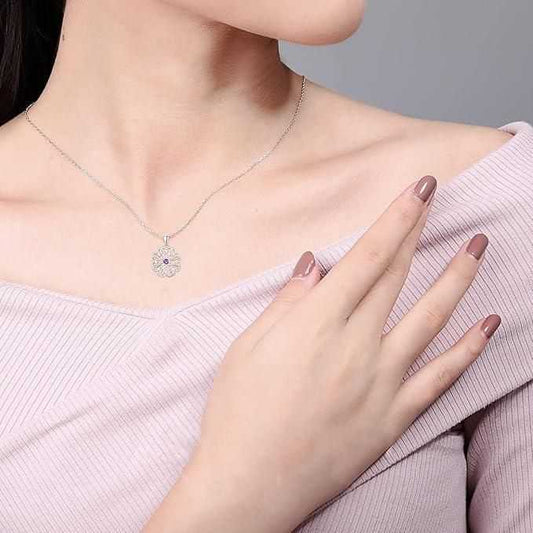 Silver Birthstone Pendant With chain Pack of 1 - Harappakart