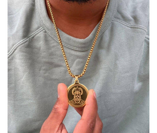 Gold Plated Hanuman Locket With Chain - Harappakart