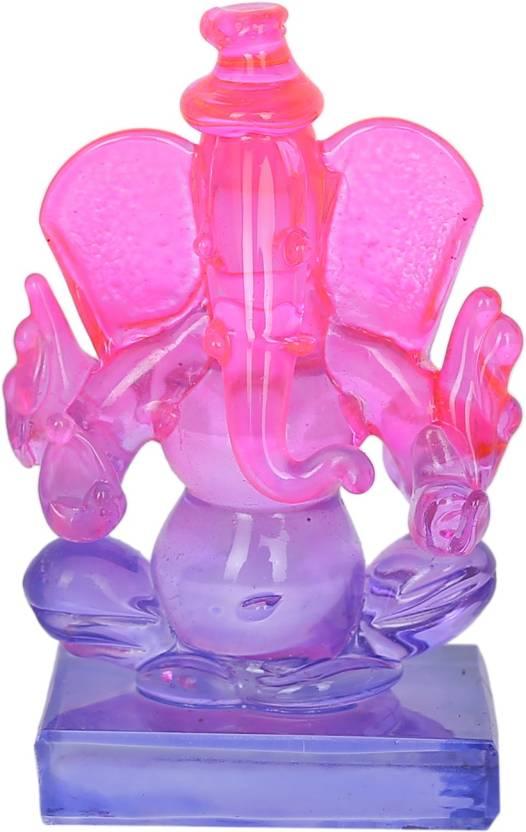 Crystal Ganesh Twin Side Face Car Dashboard Idols Showpiece - 6.5 cm��(Crystal, Multicolor) - Harappakart