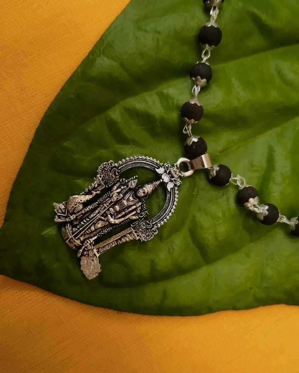 Karungali Mala with Murgan Locket - Handmade Spiritual Jewelry for Divine Connection - Harappakart