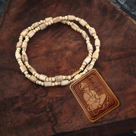 Bageshwar Dham Tulsi Mala With Wooden Hanumanji Locket - Harappakart