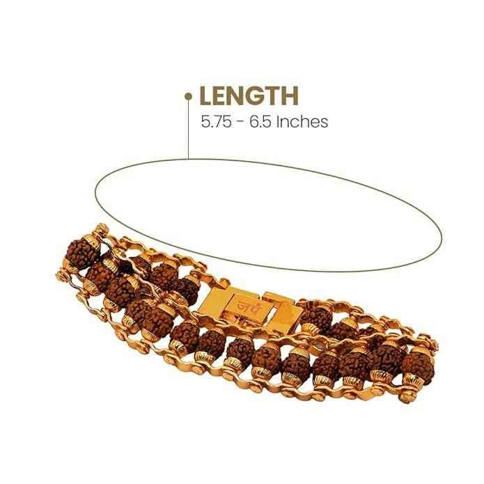 Genuine Paanch Mukhi Rudraksha Bracelet with Gold Plating for Modern Elegance - Harappakart
