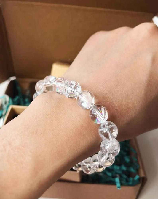 Majestic Crystals Clear Quartz Beaded Bracelet (Pack of 2) - Harappakart