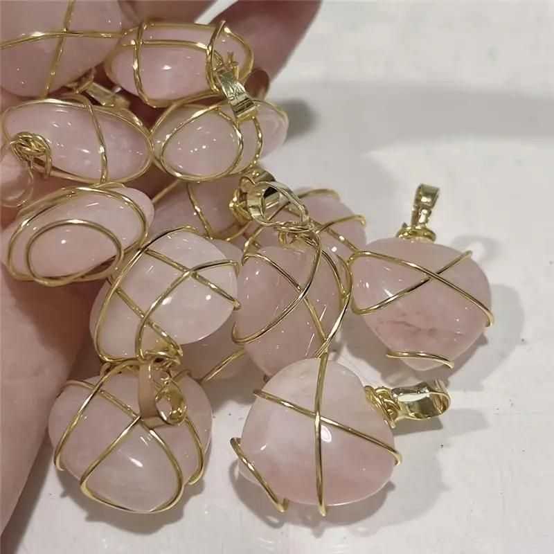 Fashion Metal Wrapped Love Heart Crystal Stone Pendant - Harappakart