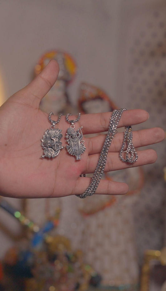 Krishna & Shreenathji Pendant with Chain Buy 1 Get 1 Free - Harappakart