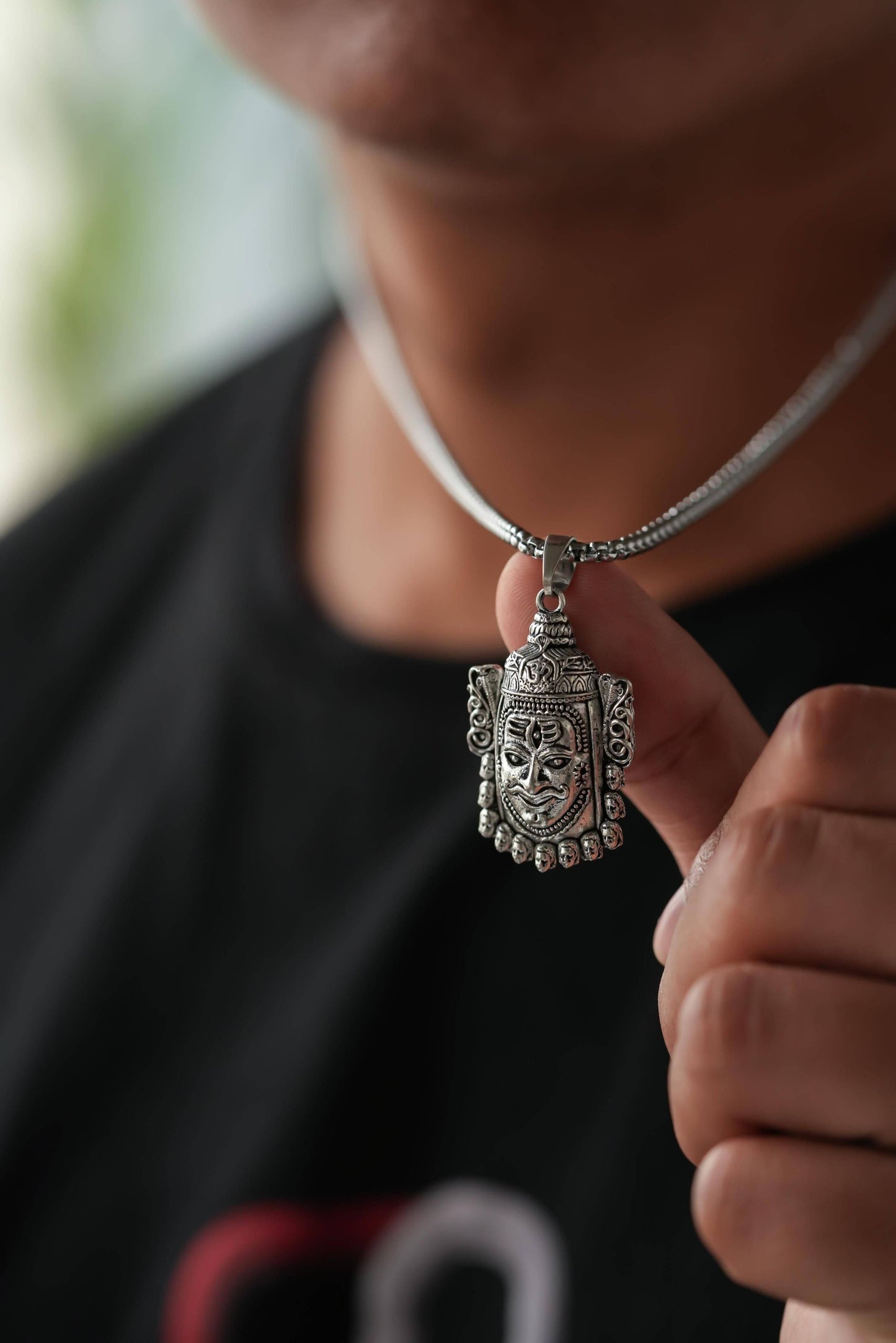 Silver Mahakal Pendant with Chain - Spiritual Elegance in Sterling Silver - Harappakart