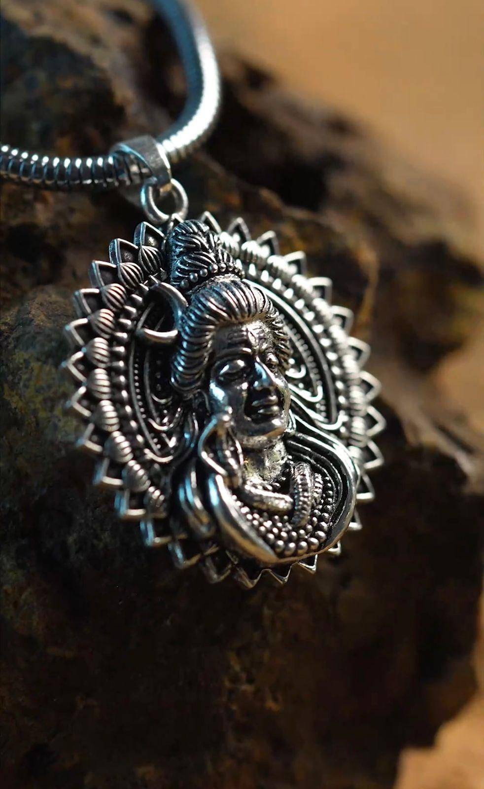 Lord Shiva Pendant with Snake Chain – Divine Elegance for Spiritual Wear - Harappakart