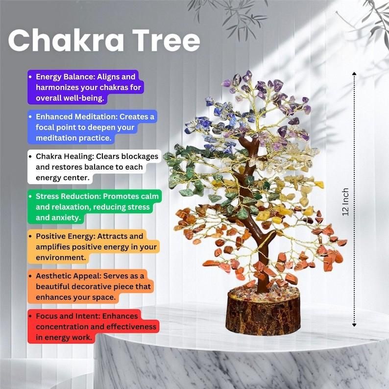 7 Chakra Natural Gemstone Crystal Tree -
