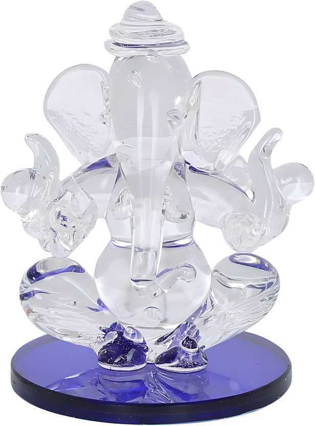 Crystal ganesha Twin side face for car dashboard idols Showpiece - 5.5 cm��(Crystal, Blue) - Harappakart