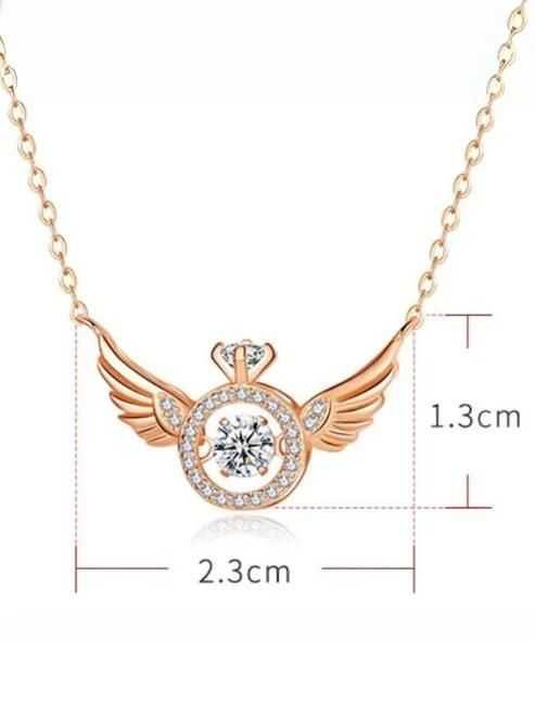 Rose Gold Angel Wings Necklace Pendant Chain - Harappakart