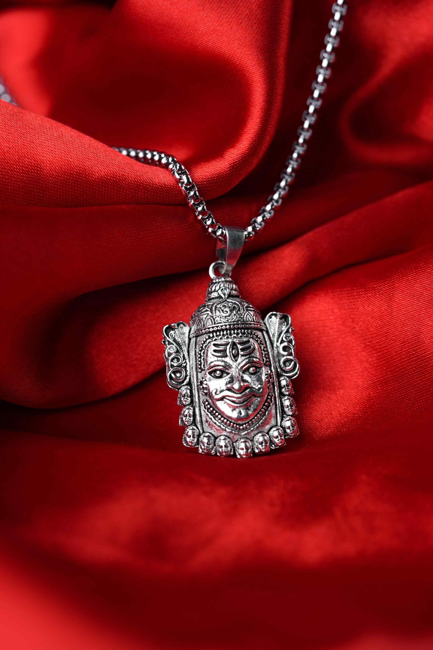 Silver Mahakal Pendant WIth Chain - Harappakart