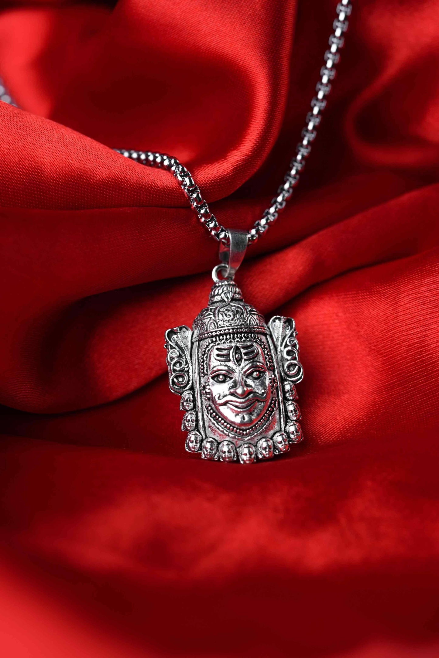 Silver Mahakal Pendant with Chain - Spiritual Elegance in Sterling Silver - Harappakart