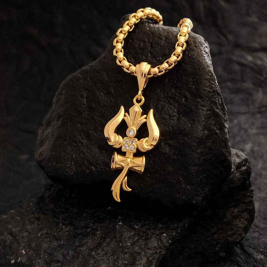 Trishul Pendant with Chain Necklace for Spiritual Elegance - Harappakart