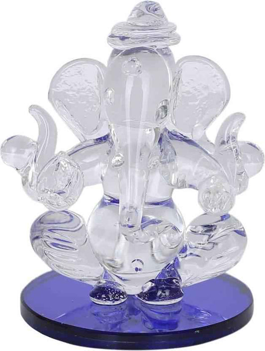 Crystal ganesha Twin side face for car dashboard idols Showpiece - 5.5 cm��(Crystal, Blue) - Harappakart