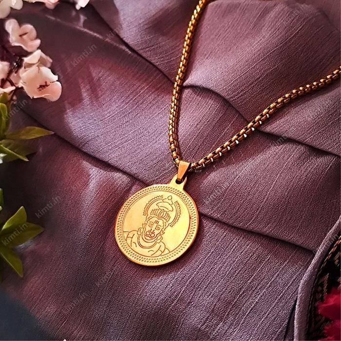 Gold Plated Hanuman Locket With Chain - Harappakart