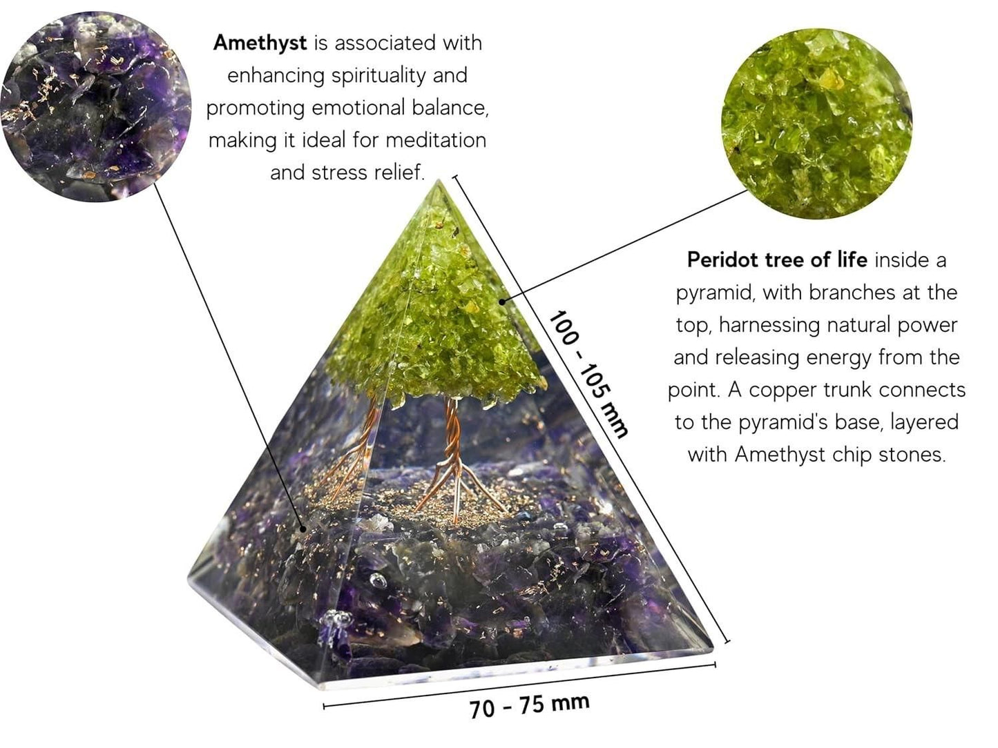 Tree of Life Peridot Orgon Pyramid - Harappakart