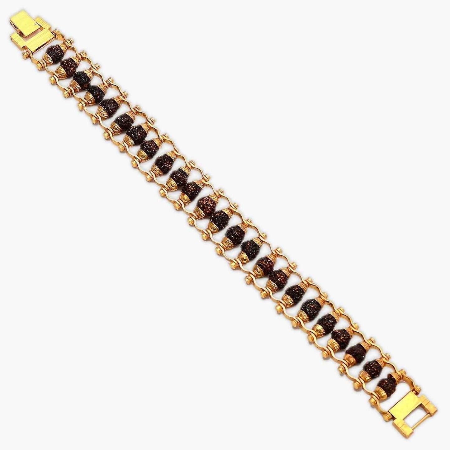 Genuine Paanch Mukhi Rudraksha Bracelet with Gold Plating for Modern Elegance - Harappakart