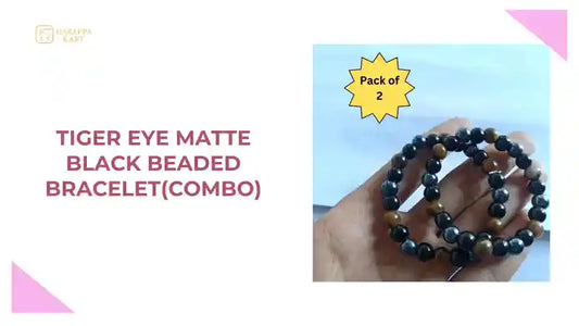 Tiger Eye Matte Black Beaded Bracelet(Combo) by@Outfy