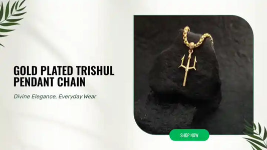 Gold Plated Trishul Pendant Chain by@Outfy