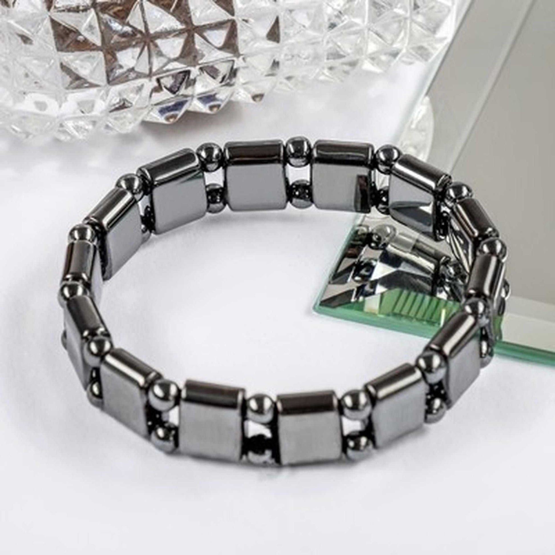 Magnetic Sugar Control Bracelet,Unisex Stylish Health Care Magnetic Black Stone Therapy Bracelet - Harappakart