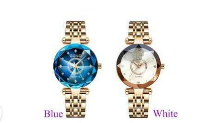 Diamond Shape Multicolour Dial and Rose Gold Strap Watch for Womens and Girls