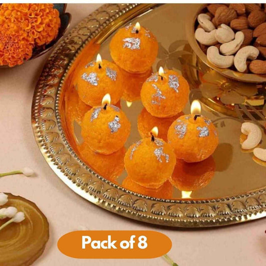 Laddoo Shape Candle Pack of 8
