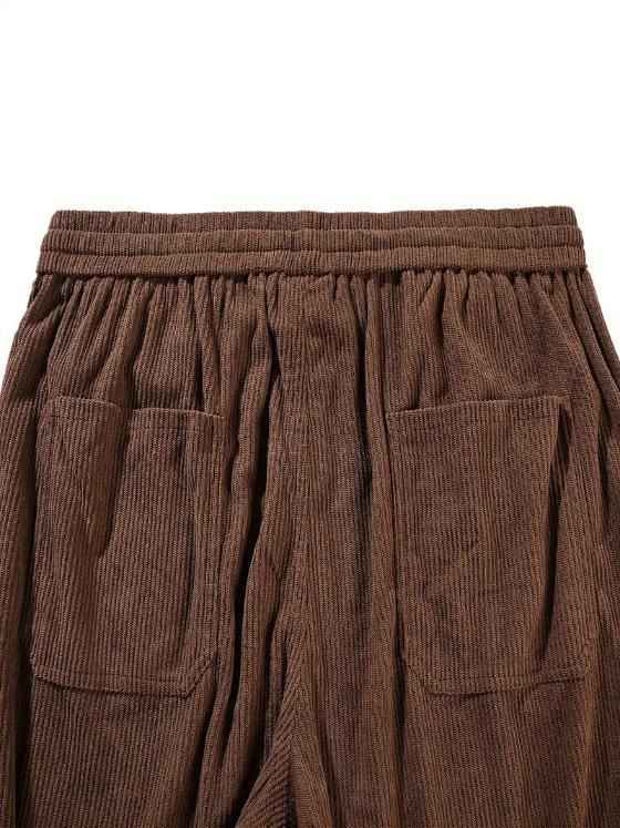 Men's Brown Loose Fit Corduroy Cargo Style Trouser
